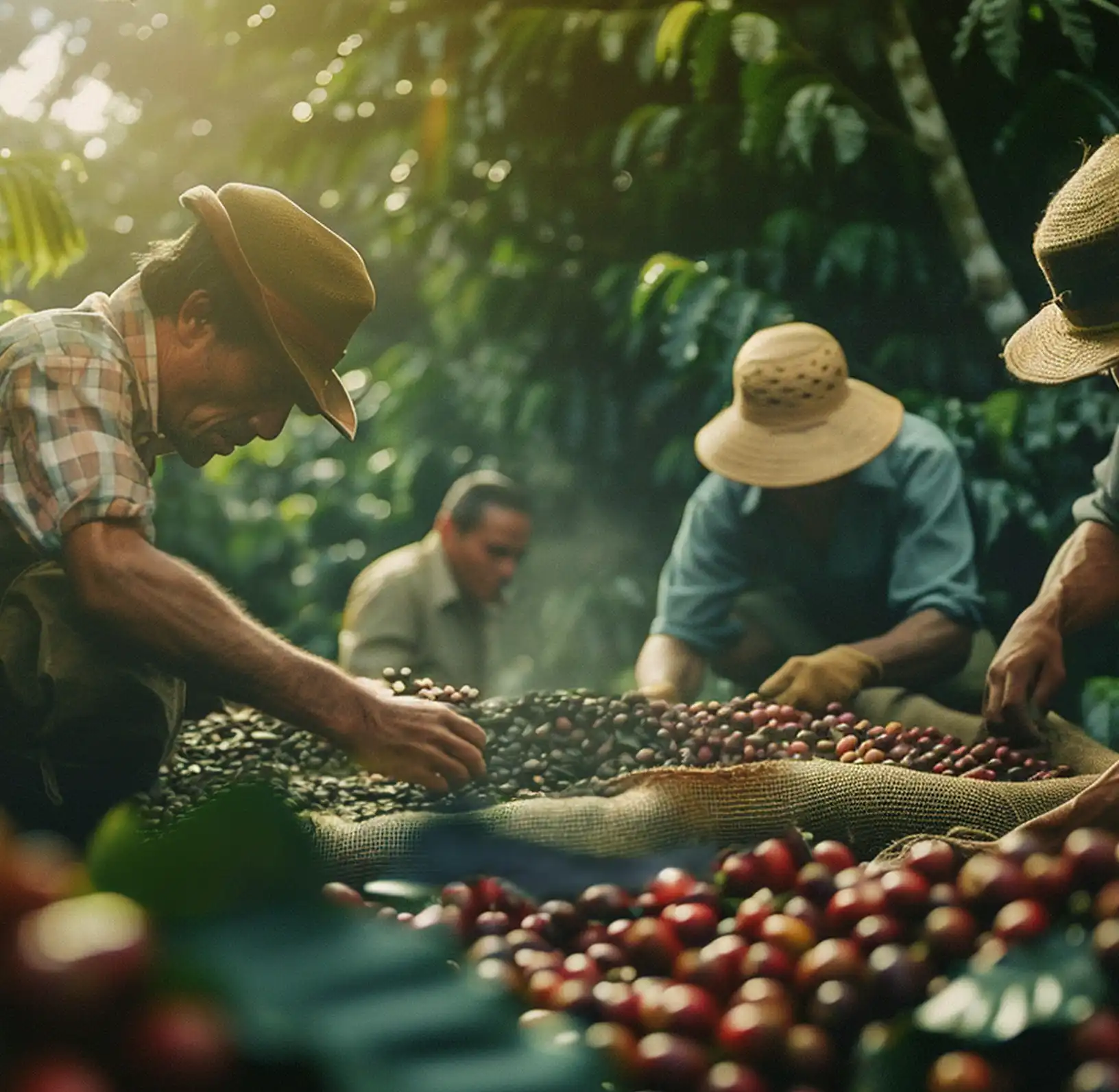Coffee plant showing ripe beans, representing K'ANA Coffee's 135 years of family heritage and coffee growing tradition